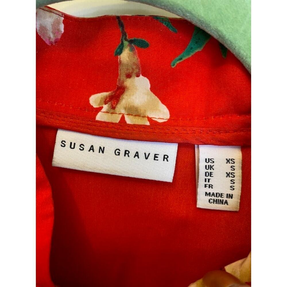 Susan Graver Sz XS Jacket Printed Peachskin Zip Front Bomber Long Sleeve Women's - Picture 6 of 7